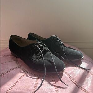 Salvatore Ferragamo Black Suede Oxfords
